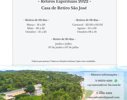 Retiros em 2022 na Casa de Retiro São José